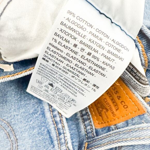 Levi's Wedgie Straight Ripped Knee Light/Medium Button Fly Denim Jeans Size 25 - Picture 8 of 9